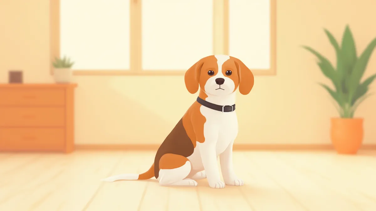 스마트 목걸이를 착용한 비글