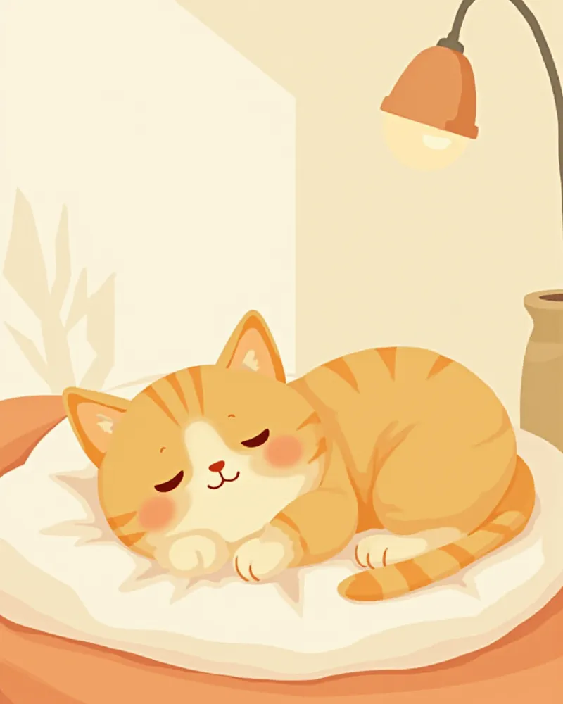 건강 모니터링 센서를 착용하고 쉬는 고양이