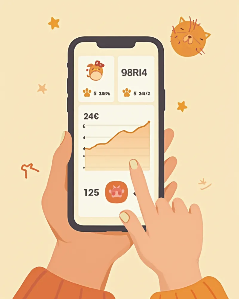 반려동물 건강 데이터를 확인하는 보호자의 휴대폰 화면