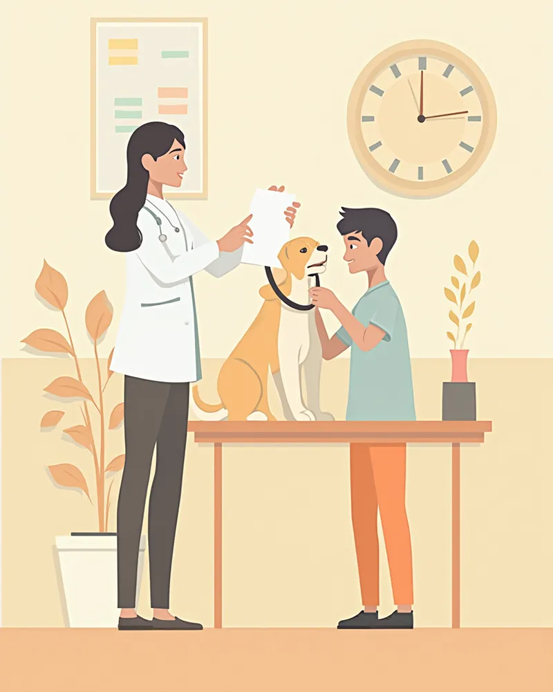 수의사가 강아지 간질 치료 계획을 설명하는 모습