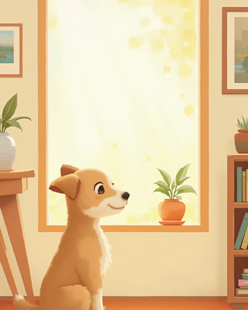 창밖을 바라보는 노령견의 모습