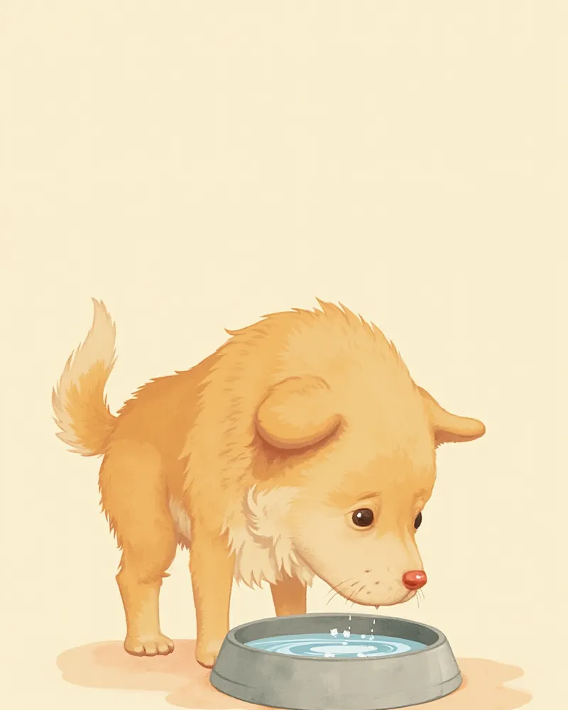 뇌하수체종양 의심 증상을 보이는 노령견 일러스트