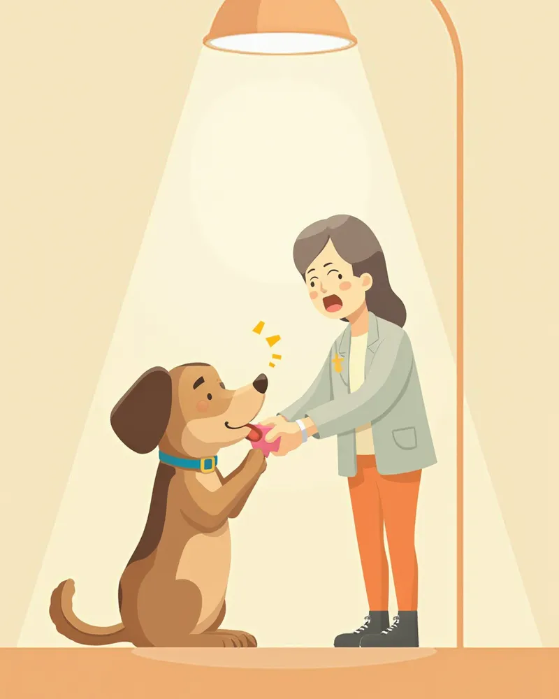 동물병원에서 강아지의 잇몸 색을 확인하는 수의사