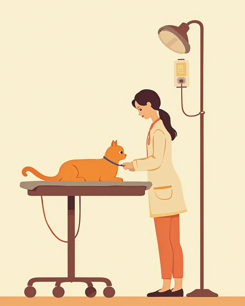 동물병원에서 수액 치료를 받고 있는 고양이