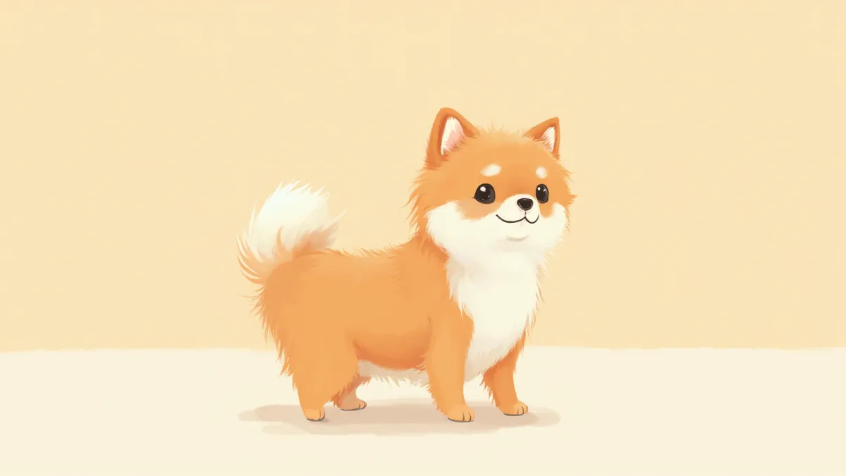 수의사가 포메라니안의 목 부위를 부드럽게 진찰하는 모습