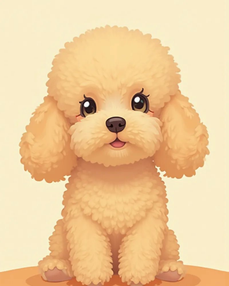 애프리콧 푸들의 얼굴 클로즈업과 눈물 자국 모습