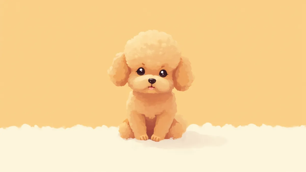 건강한 토이 푸들이 카메라를 바라보는 모습