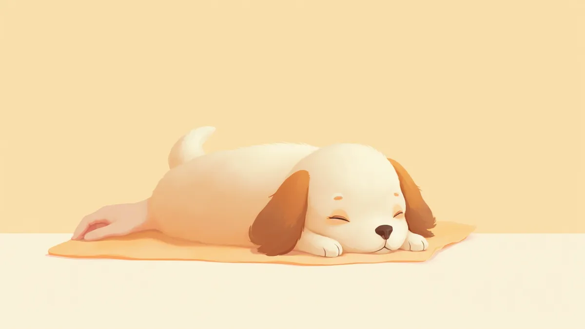 마취 회복 중인 강아지가 담요 위에 누워있는 모습