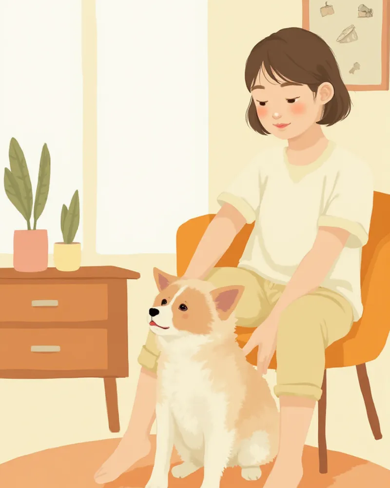 보호자가 강아지 다리 수동 관절 운동을 해주는 모습