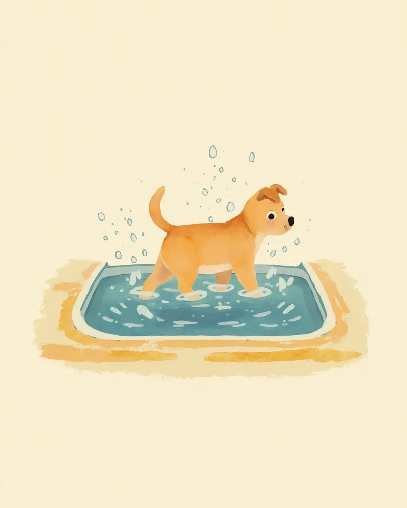 수중 트레드밀에서 재활 운동 중인 강아지