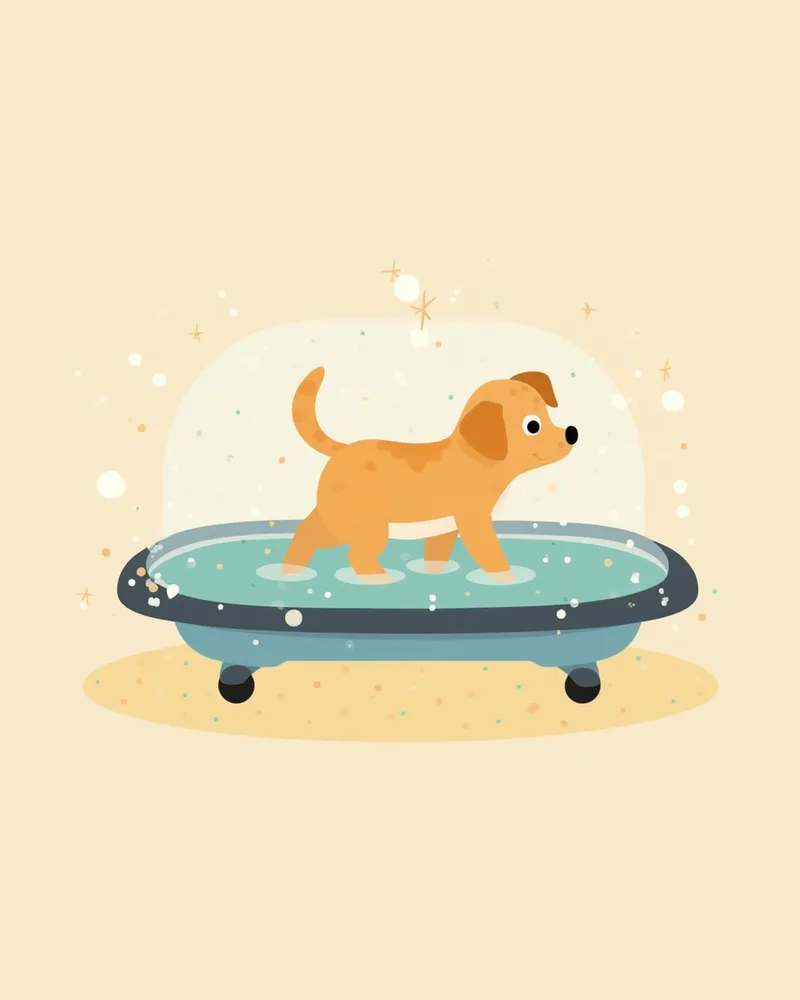 언더워터 트레드밀에서 재활 중인 강아지