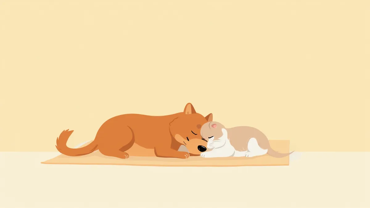 수술 후 회복 중인 강아지와 고양이