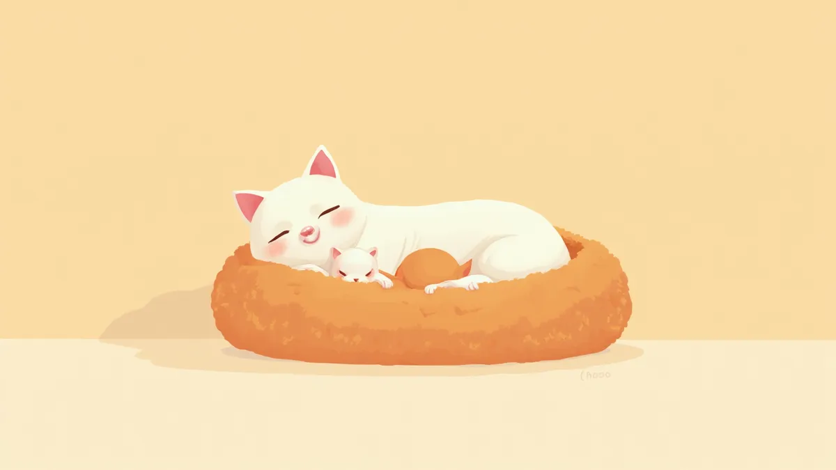 새끼들과 함께 쉬고 있는 출산 직후의 모묘