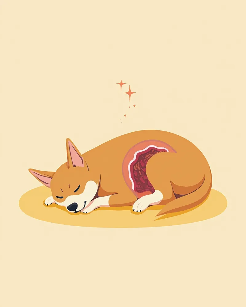 마취 중인 반려동물의 식도와 위 구조를 보여주는 설명 이미지