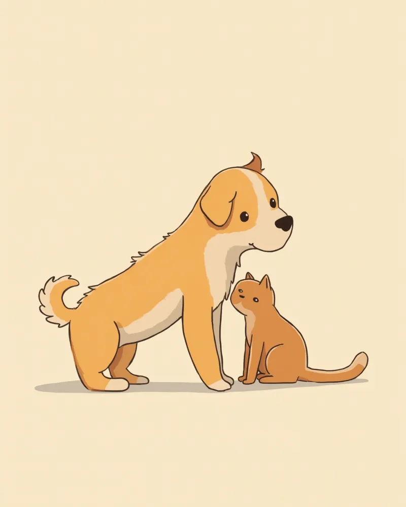 강아지와 고양이를 나란히 비교한 이미지