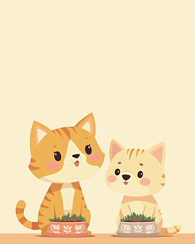 각각 다른 처방식 사료를 먹는 고양이와 강아지 일러스트