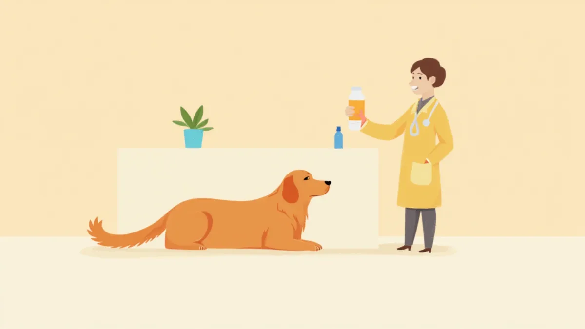 수의사가 보호자에게 처방 약을 전달하는 모습