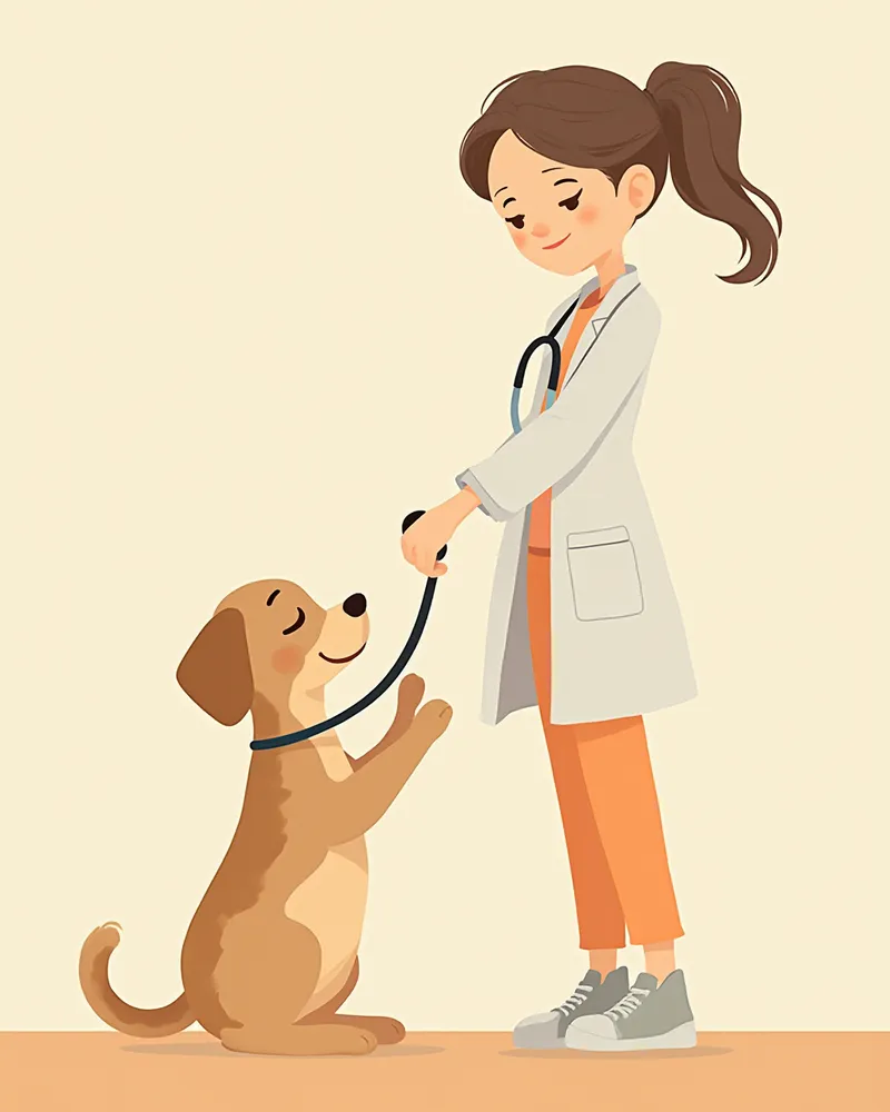 수의사가 강아지를 진찰하는 모습