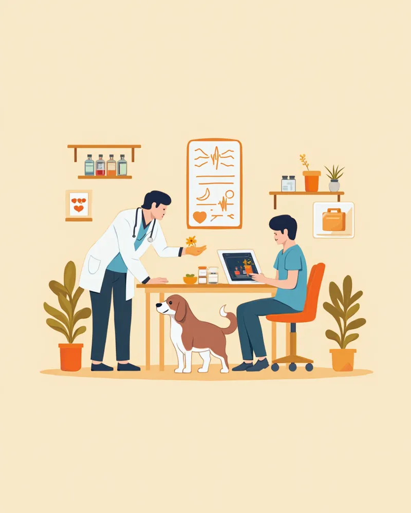 혈액검사와 초음파로 단백질 결핍 원인을 찾는 수의사