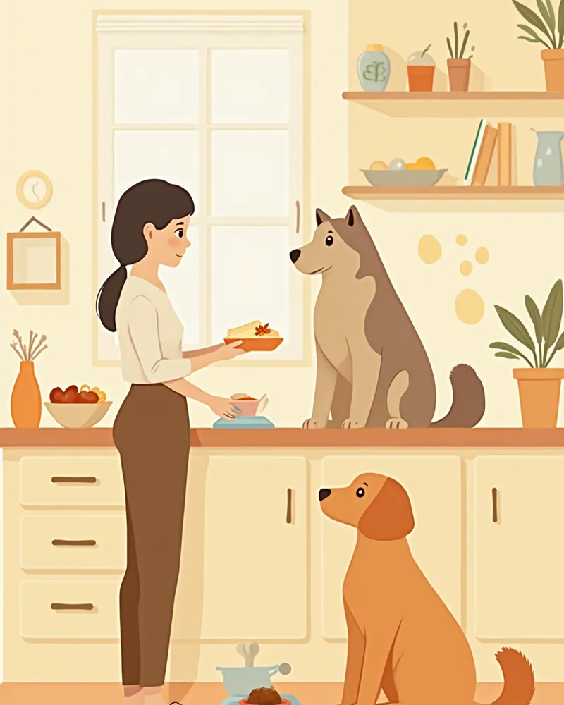 정해진 양만큼 사료를 계량하는 보호자