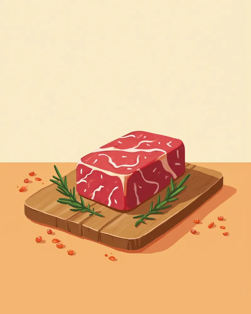 도마 위에 놓인 신선한 생 소고기