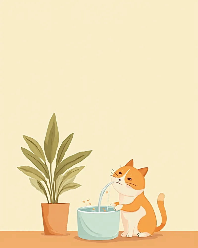 고양이가 신선한 물을 마시는 모습