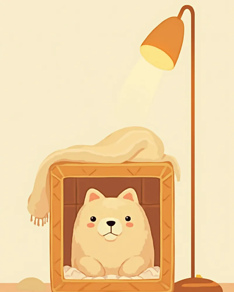 담요로 덮인 아늑한 반려동물 안전 공간