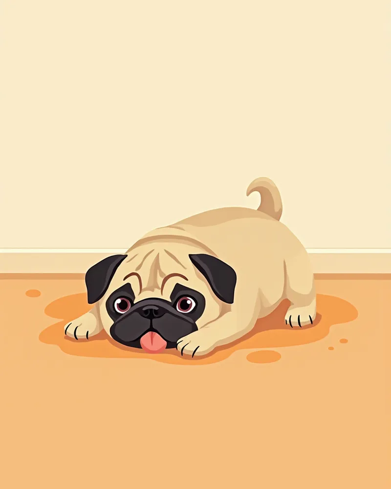 헐떡이며 누워있는 퍼그