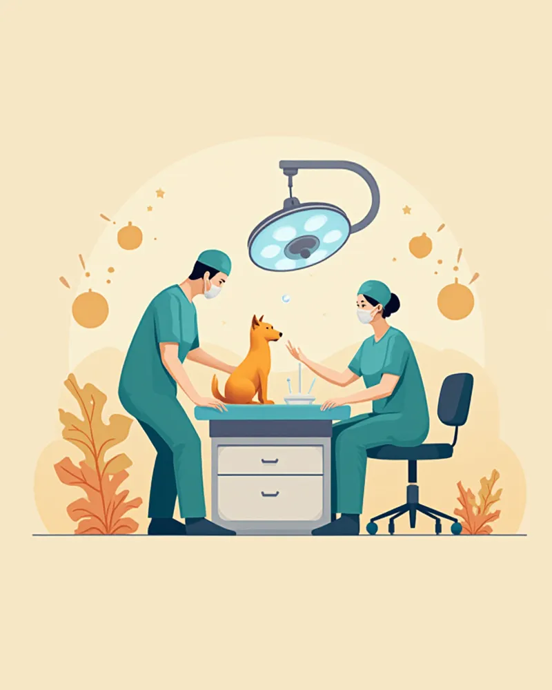 수술실에서 마취 모니터링을 받는 강아지