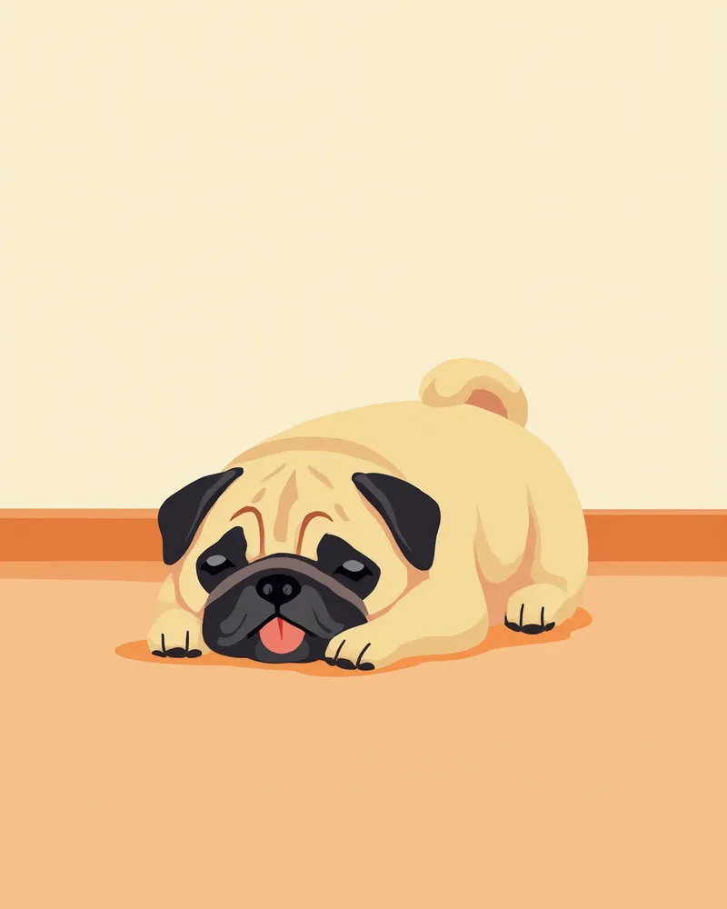 시원한 바닥에서 쉬고 있는 퍼그