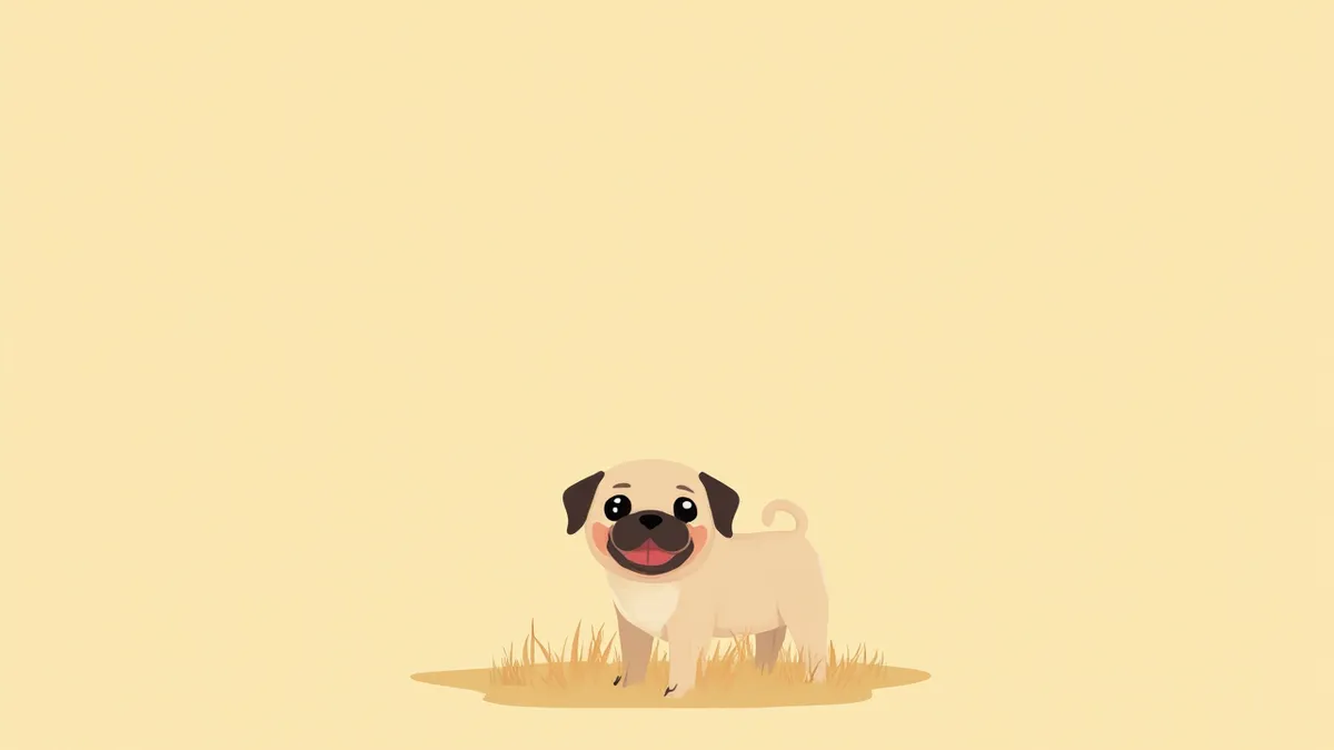 풀밭 위에 서 있는 건강한 퍼그