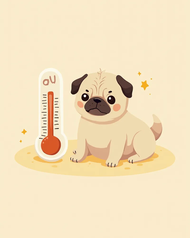 퍼그 체온 변화 단계 일러스트