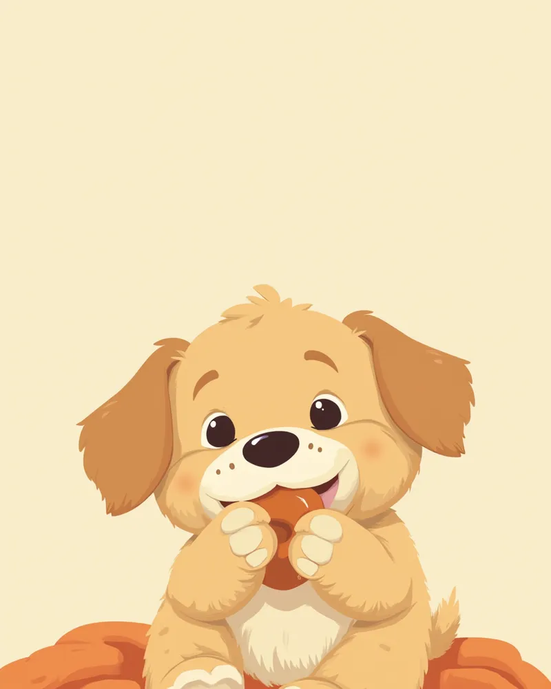 치발 장난감을 물고 있는 강아지의 모습