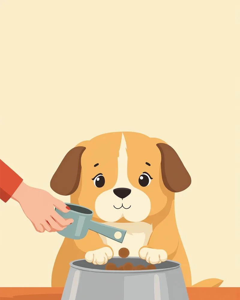 계량컵으로 사료를 계량해 급여하는 모습