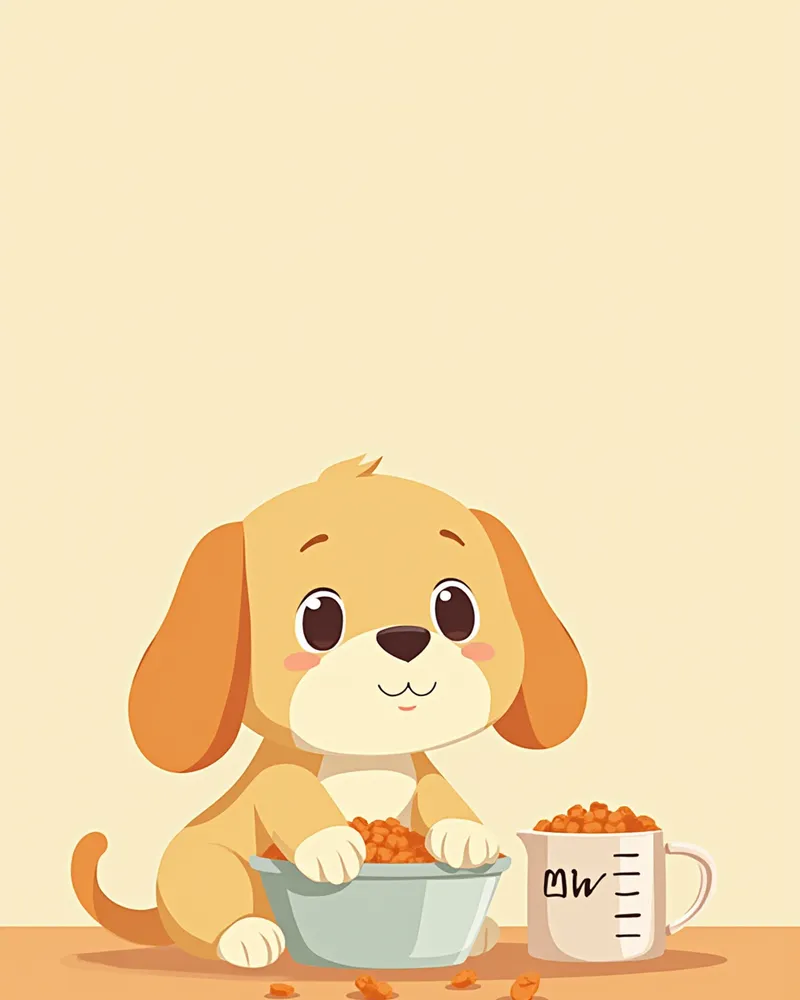 계량컵으로 사료를 계량해 밥그릇에 담은 모습