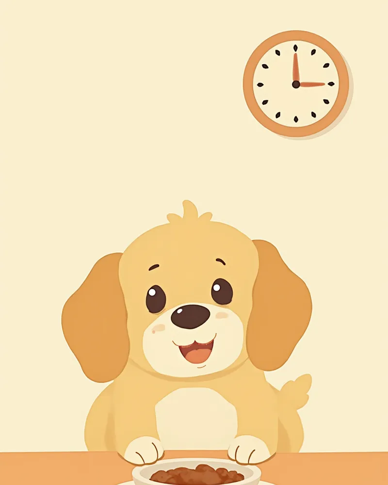 정해진 시간에 사료를 먹는 강아지