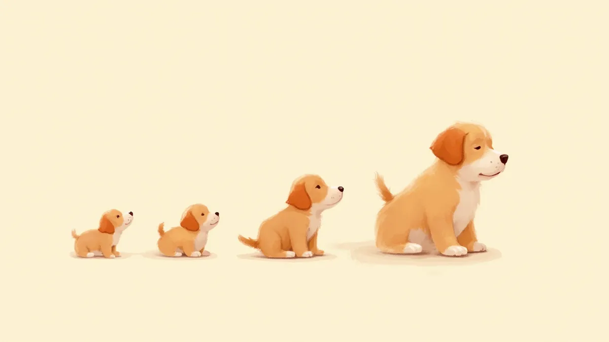 2개월에서 성견까지 퍼피 성장 과정 일러스트