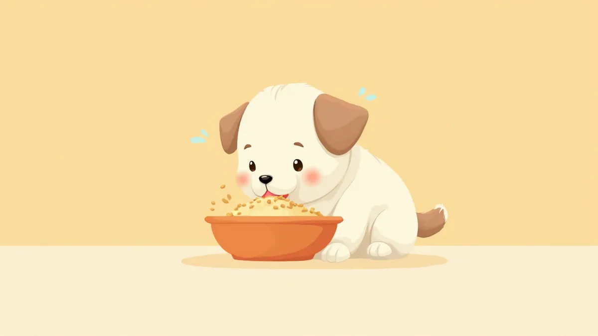 강아지 사료에 유산균을 뿌려 급여하는 모습