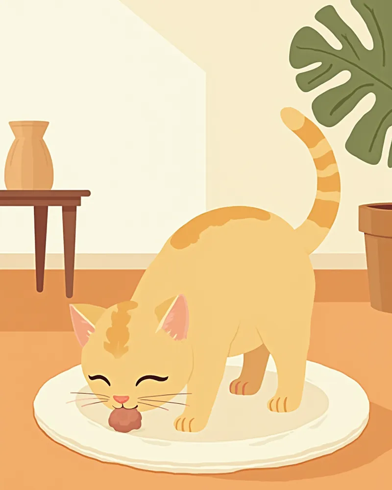 노즈워크 매트에서 간식을 찾는 고양이