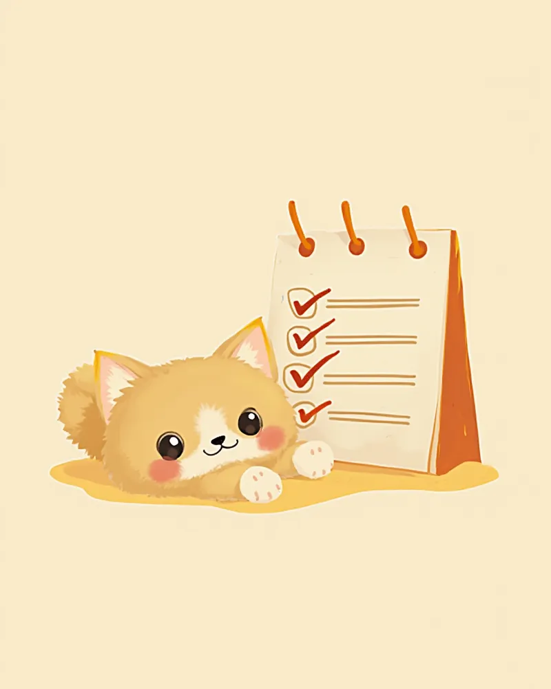 검진 캘린더 옆에 앉은 렉돌