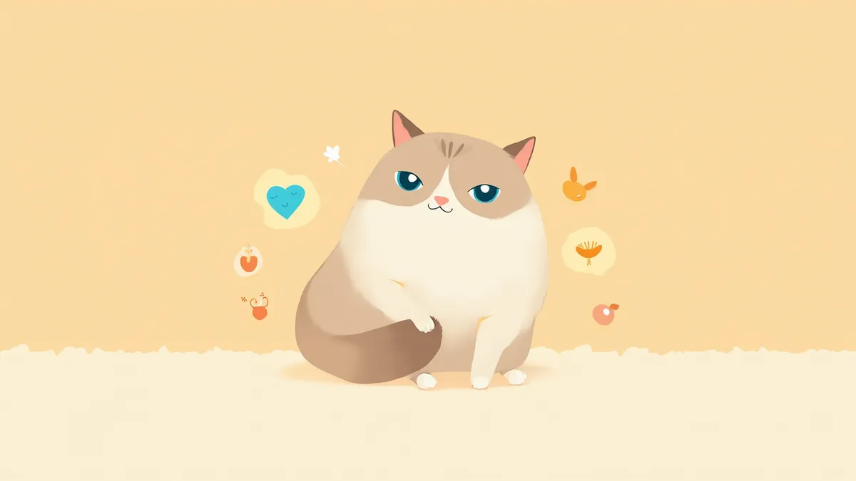 렉돌 고양이와 심장·비뇨기 건강 아이콘 일러스트