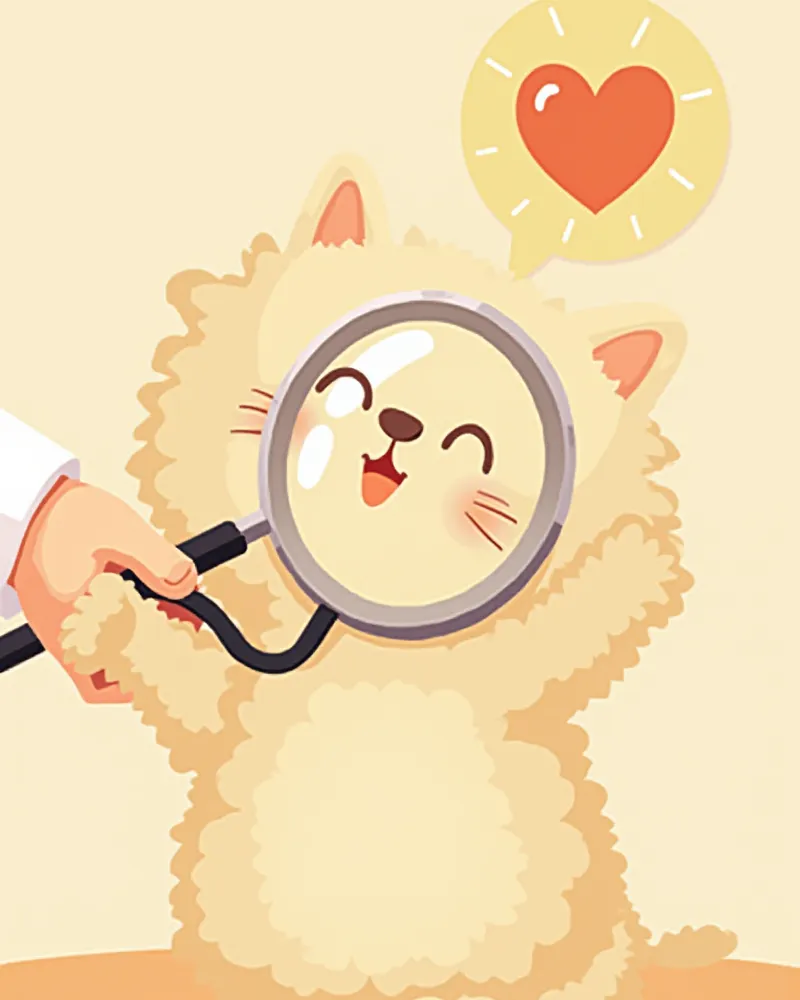 청진기로 심장 검사를 받는 렉돌 고양이 일러스트