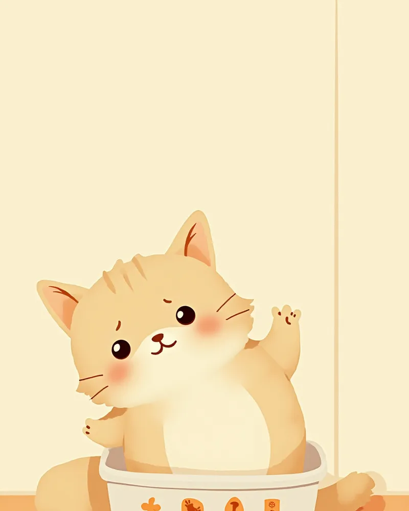 화장실 근처의 렉돌 고양이와 비뇨기 증상 아이콘 일러스트