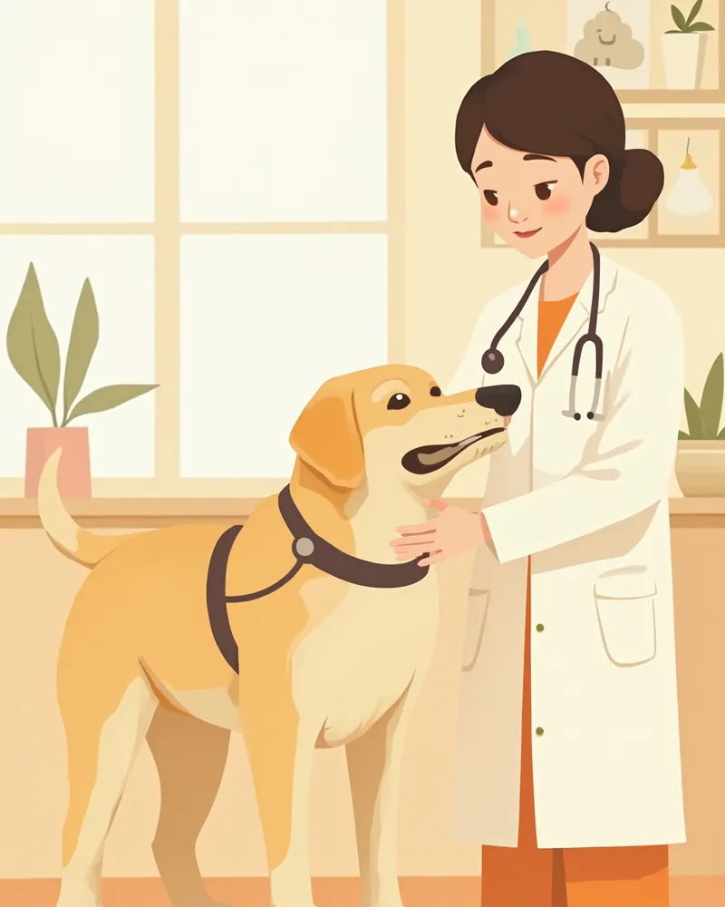 동물병원에서 강아지 마이크로칩을 스캔하는 수의사