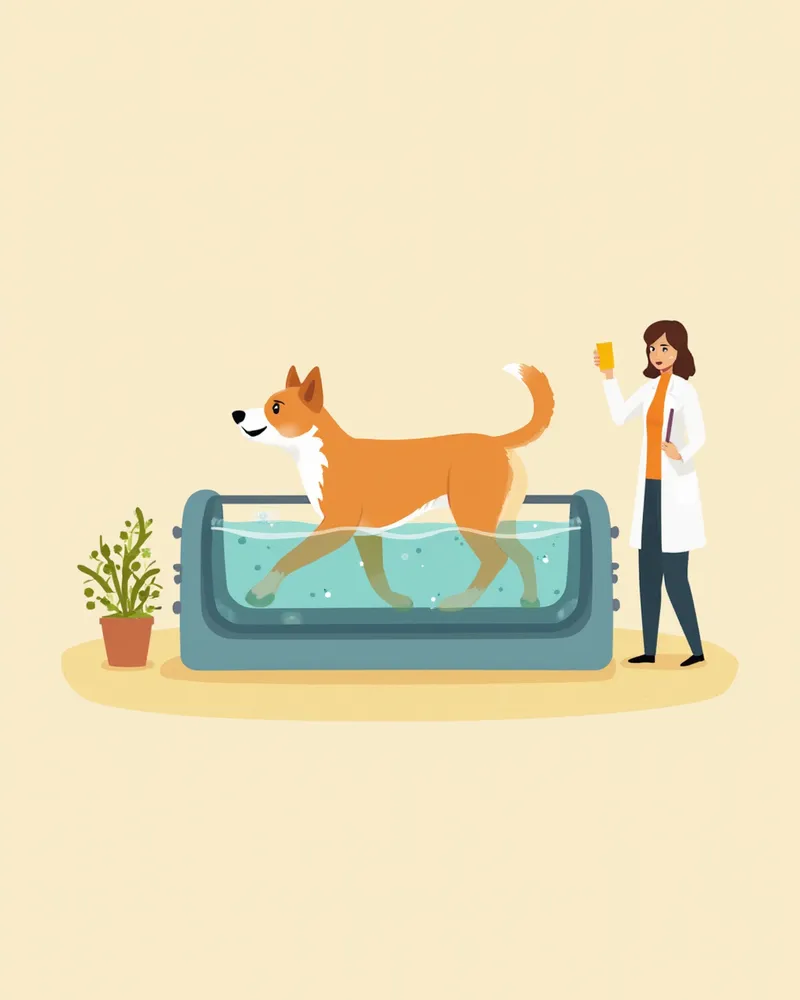 수중 트레드밀에서 재활 운동 중인 반려견