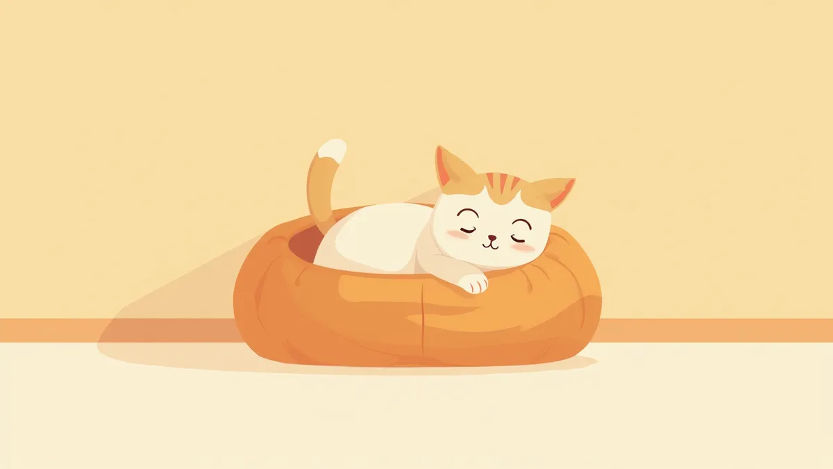 아늑한 고양이 침대에서 호기심 어린 표정으로 바라보는 입양 고양이