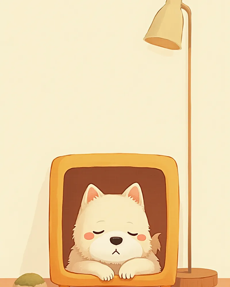 조용한 공간에서 사료를 먹는 강아지