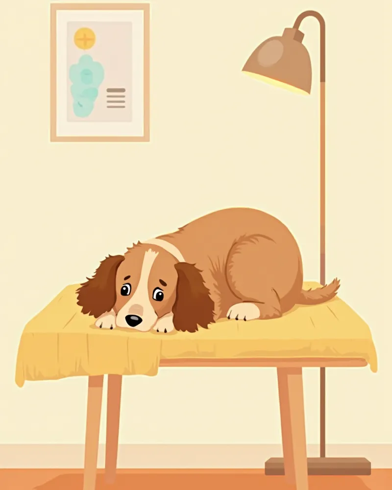 수의사에게 잇몸을 검사받고 있는 코커스패니얼