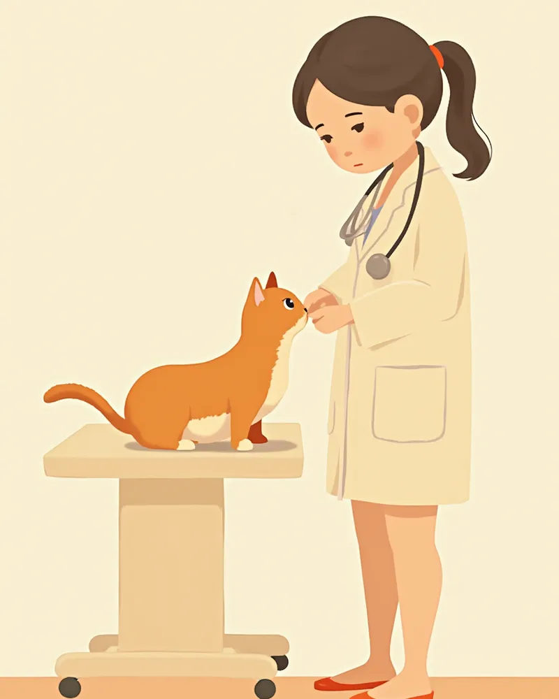 고양이 잇몸 색을 확인하는 수의사 이미지