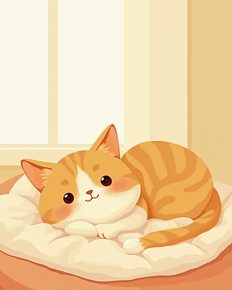 회복 후 편안하게 쉬고 있는 노령 고양이